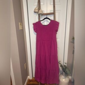 Chic Soul Fuchsia Ruffle Sleeve Maxi Dress